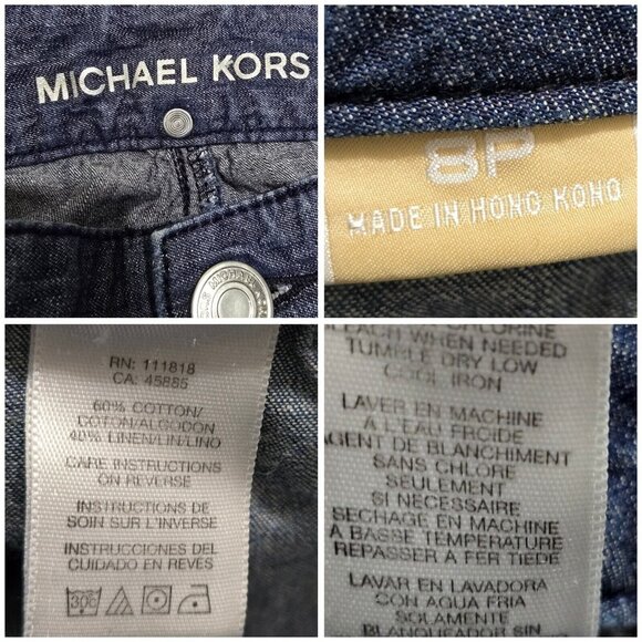 Michael Kors Womens Blue Denim Jeans Wide Leg Chain Accent Low Rise Size 8P - Picture 8 of 12